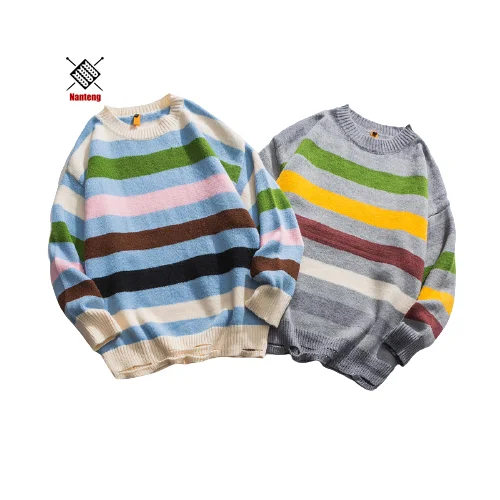 

Custom 2020 Casual Mens Cotton Winter Crew Neck Sweater With Striped