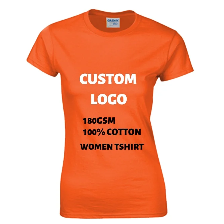 

100% cotton o neck casual tshirt women print embroidered blank plain t-shirt custom
