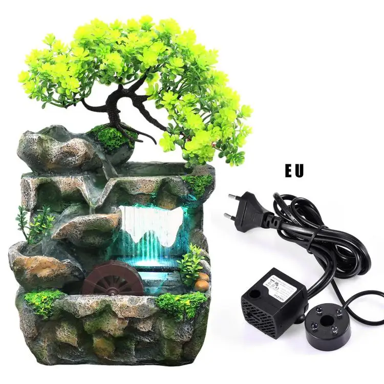 

Desktop fountain flowing water silent indoor outdoor waterfall fountain with rain effect colorful rockery fountain bonsai