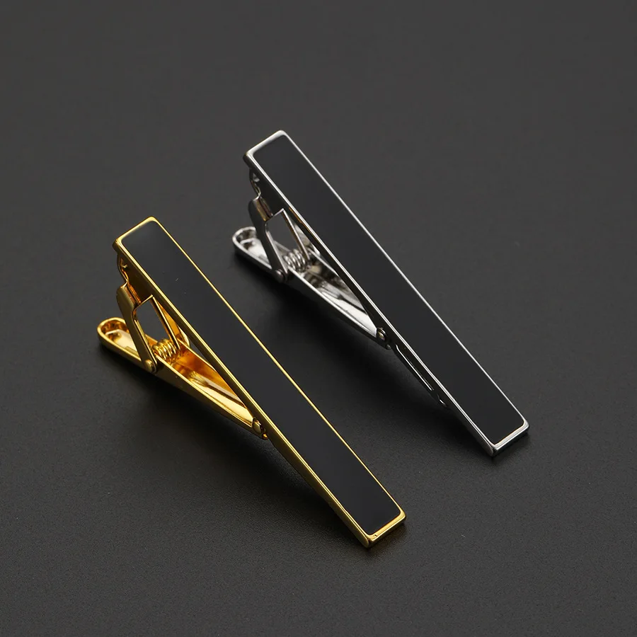 Men's Classic Gold and Silver Tie Clip Baking Varnish Simple Suit Tie Bar Elegant Tie Pin for Formal Occasions