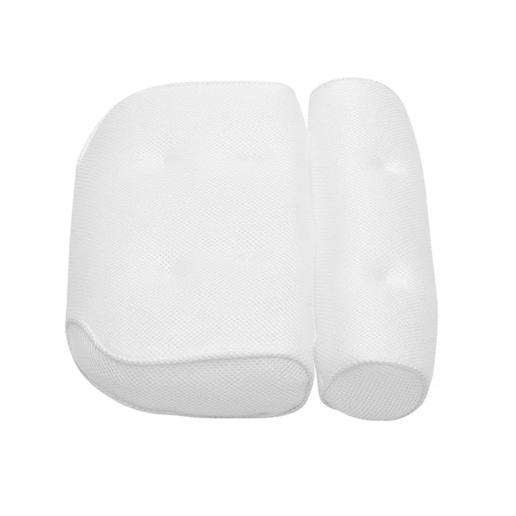 

Bath Luxury Bathtub Pillow 3D Bath Pillow Air Mesh with 6 Non-Slip Strong Suction Cups Waterproof Spa Bath Pillow, White