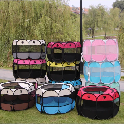 

TY Pet tent octagonal pet fence Oxford cloth outdoor cat litter collapsible dog cage tent hot selling pet supplies