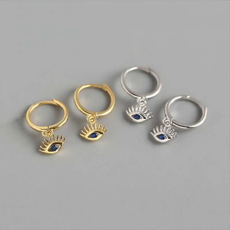 

VIVILADY 925 sterling silver design hot selling superior quality zircon demon eye hoop earrings female