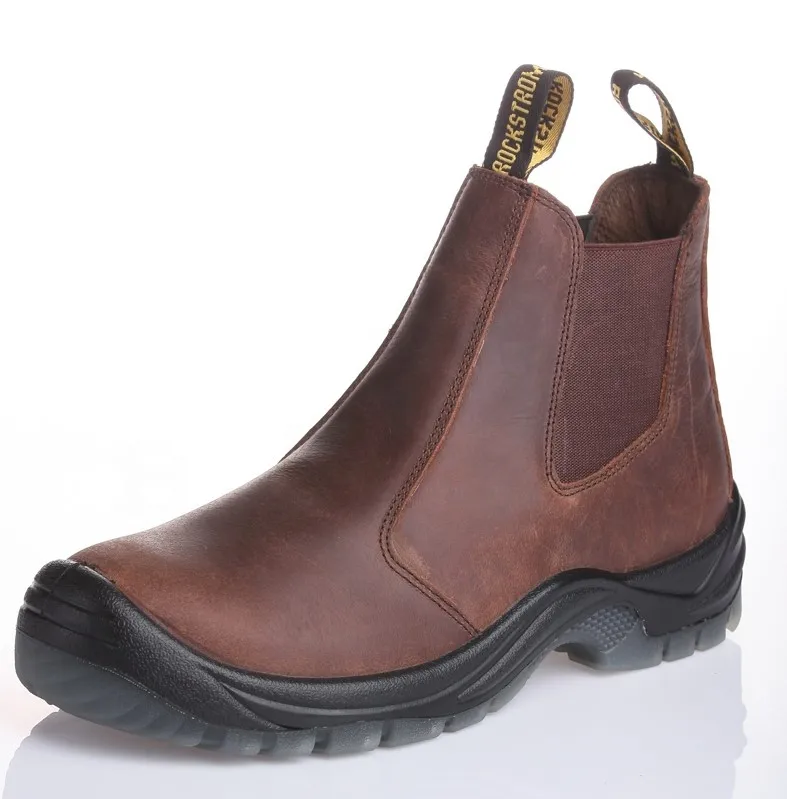 

No lace genuine leather safety shoes with steel toe caps wholesale online FD6102, Brown