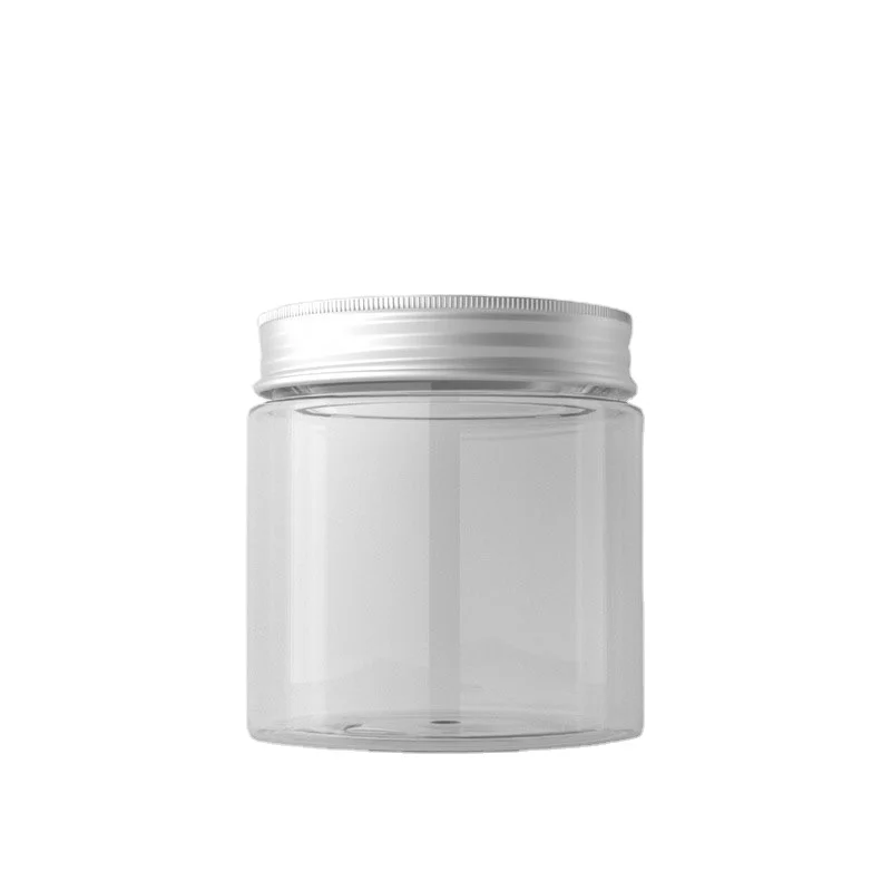 

8oz PET transparent plastic jar with aluminum screw cap empty jars for creams 250 ml round cream jar