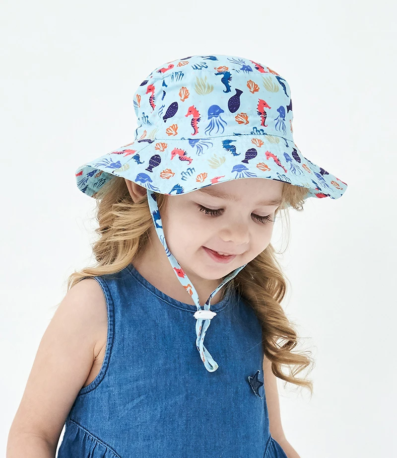 
New style Kids Bucket Hats Colorful Animals and Flowers Pattern Adjustable Children Summer Hats 