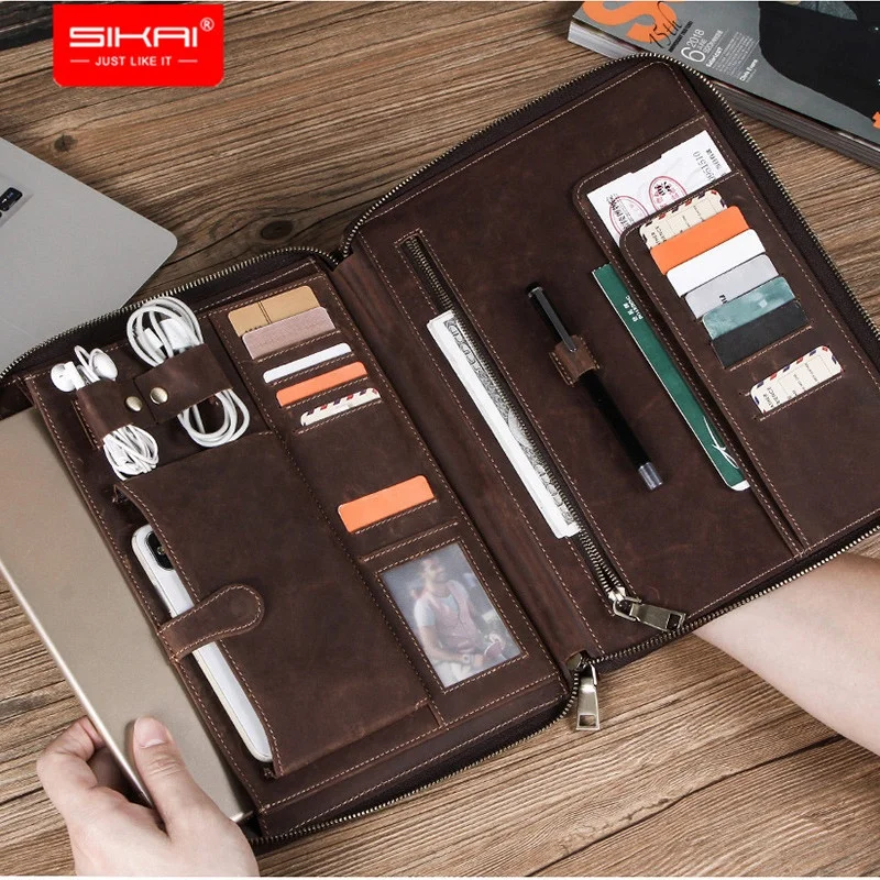 

SIKAI 2020 Profession Fashion Multi-function Office Supplies 10.5 inch 11 inch Customized Logo Leather Padfolio for ipad pro