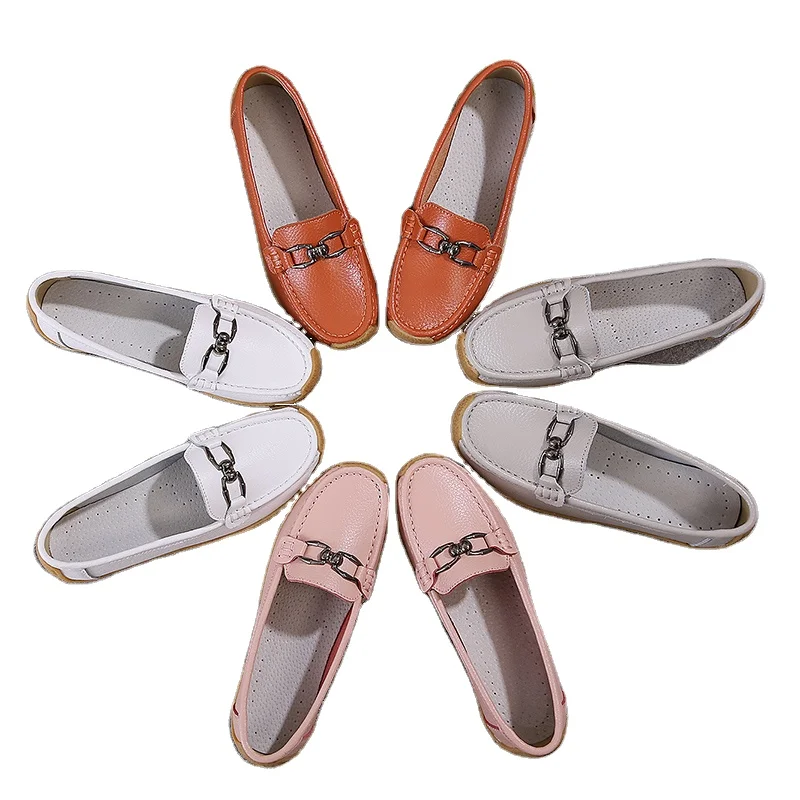 

Metal trim female footwear women's leather loafers shoes for lady, Requirement