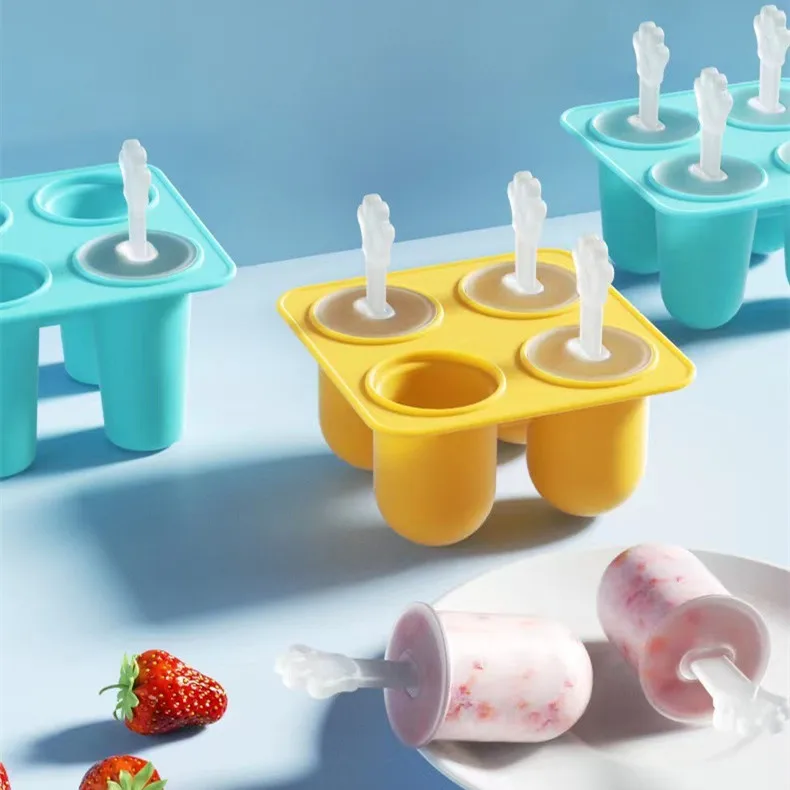 

LOVE'N LV064 New four grid cylindrical popsicle molds diy silicone ice cream mould food grade ice tray mold