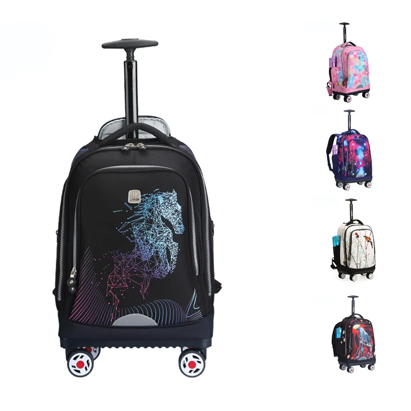 

UNIKER Fashion Travel Backpack With Trolley For School For University, Black