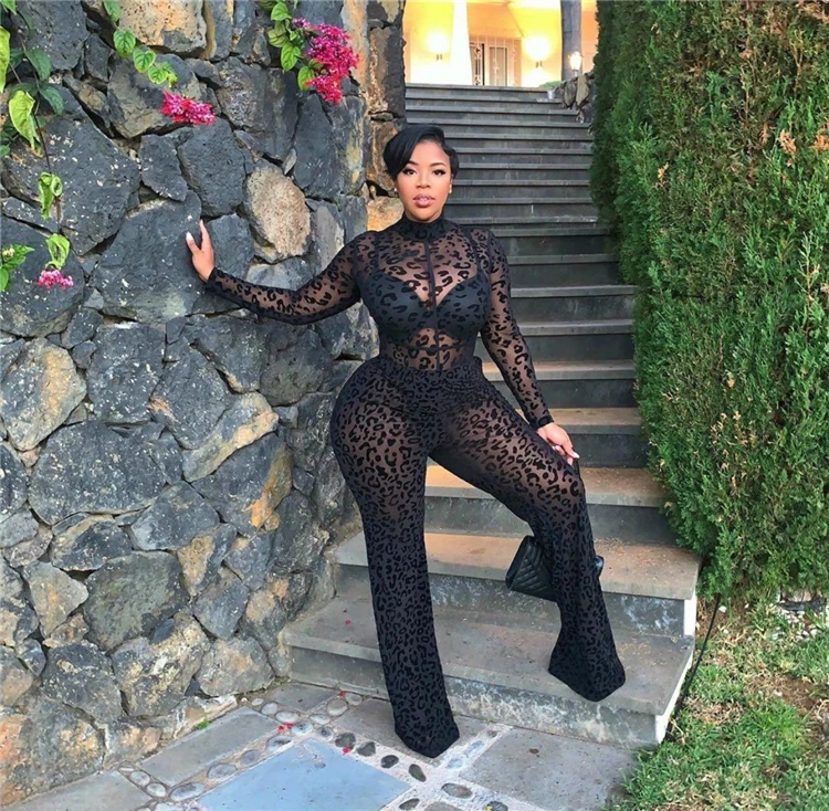 

MD-20022444 2021 spring women clothing see through sheer jumpsuit for women