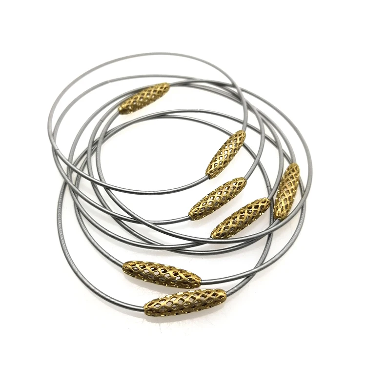 

March Expo 2021 Amoryubo Guitar String Gold Mesh Bracelet Charm Stainless Steel Jewelry, Gray