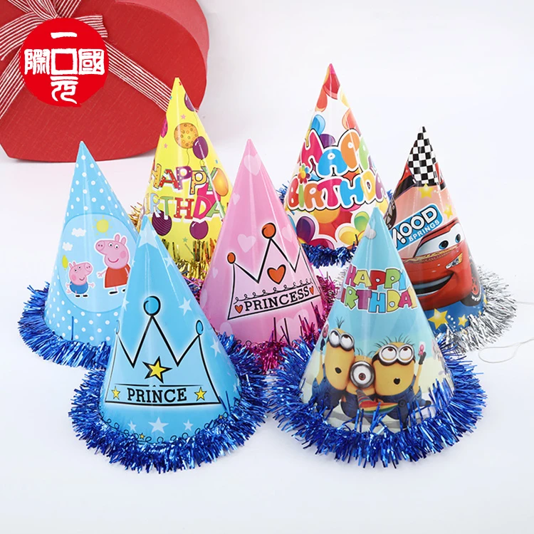 

Hot selling small mini birthday hats factory wholesale cartoon lace hats children adult party dress up hat