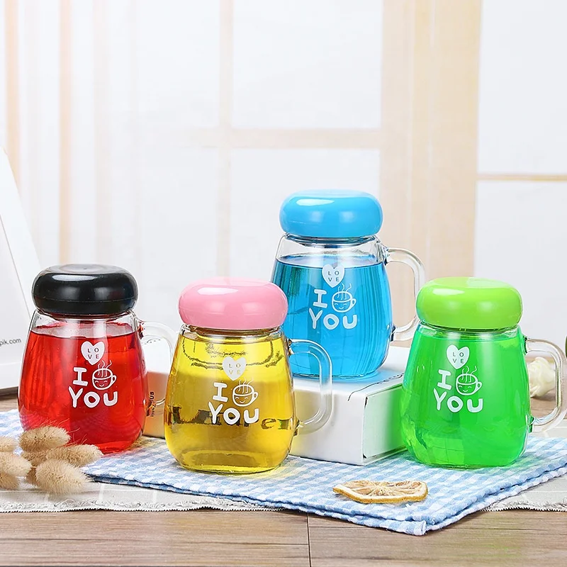 

Water Bottle with Straw Cute Water Bottle Glass Large Capacity Heat-resistant Cup with Lid