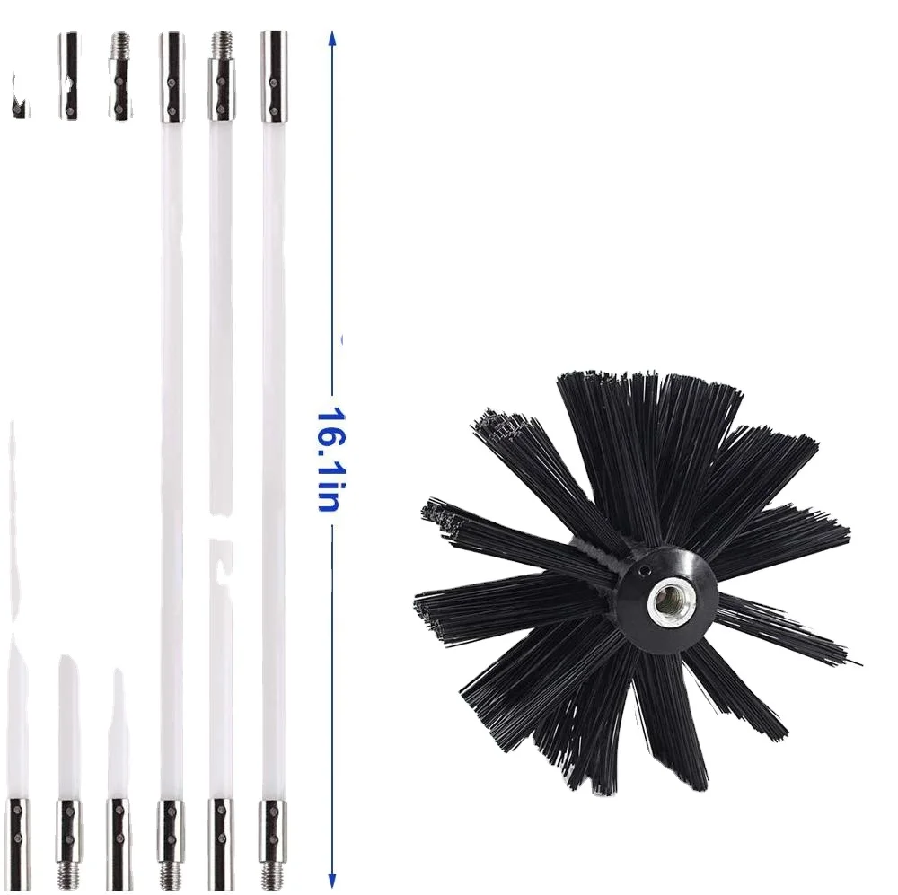

12 Feet Duct Lint Brush Cleaner Rotary System Dryer Vent Cleaning Kit, Black