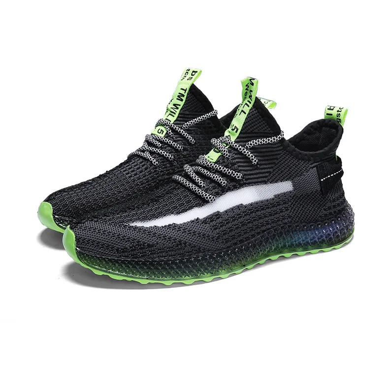 

Wholesale Spring 2020 New Soft Light Breathable Sports Leisure Mesh Men Sports Running Shoes, Black white gray