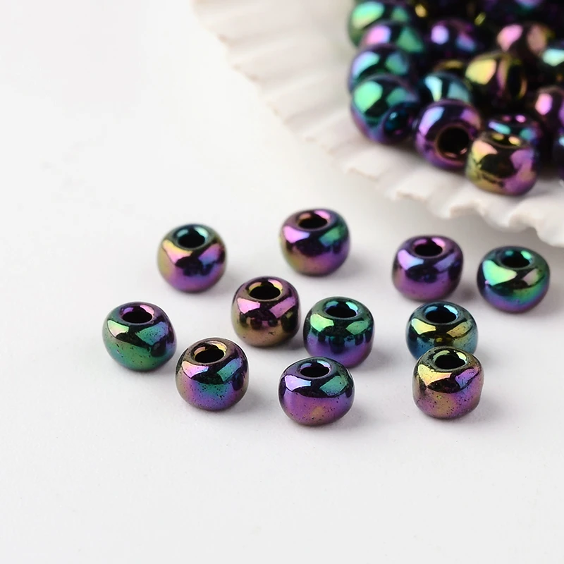 

PandaHall 6/0 FGB A Grade Iris Round Multi-color Plated Round Glass Seed Beads