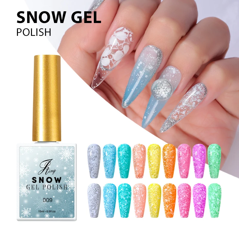 

JTING nail salon vendor new design 9 Colors Snow flakes uv nail gel polish OEM create your own gel polish brand logo