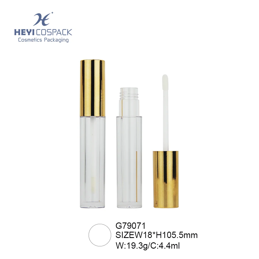 Stocked Unique Round Gold Cap Lipgloss Tubes Bottle Case Container Packaging Plastic Empty Lip