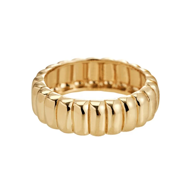 

Gemnel design unique 18k gold plated filled band chunky croissant ring 925 sterling silver men rings jewelry for men woman