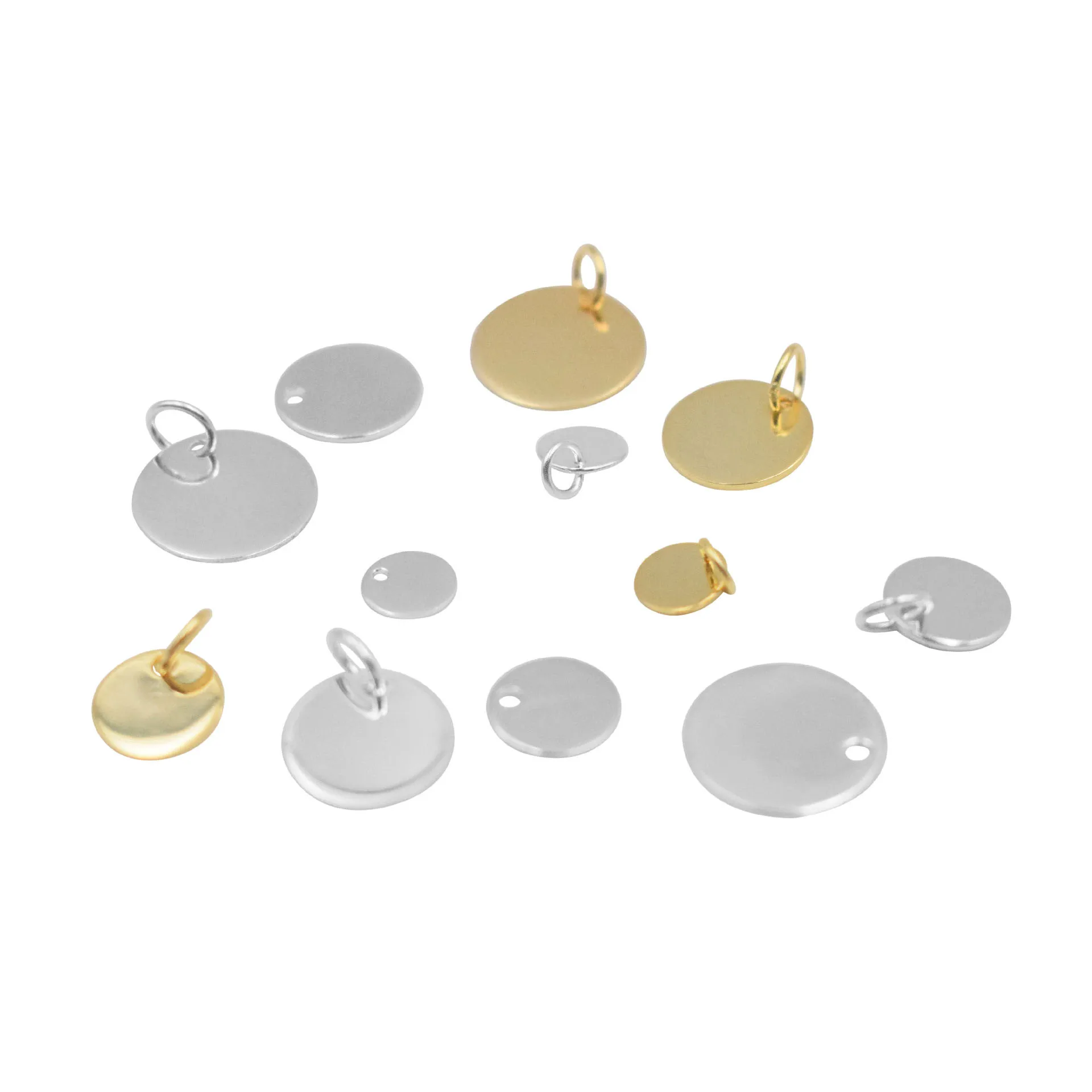 

WHOLESALE BULK PRICE 925 Sterling Silver round logo plate charm JEWELRY HANDMADE DIY Accessories silver color, Silver ,18k gold