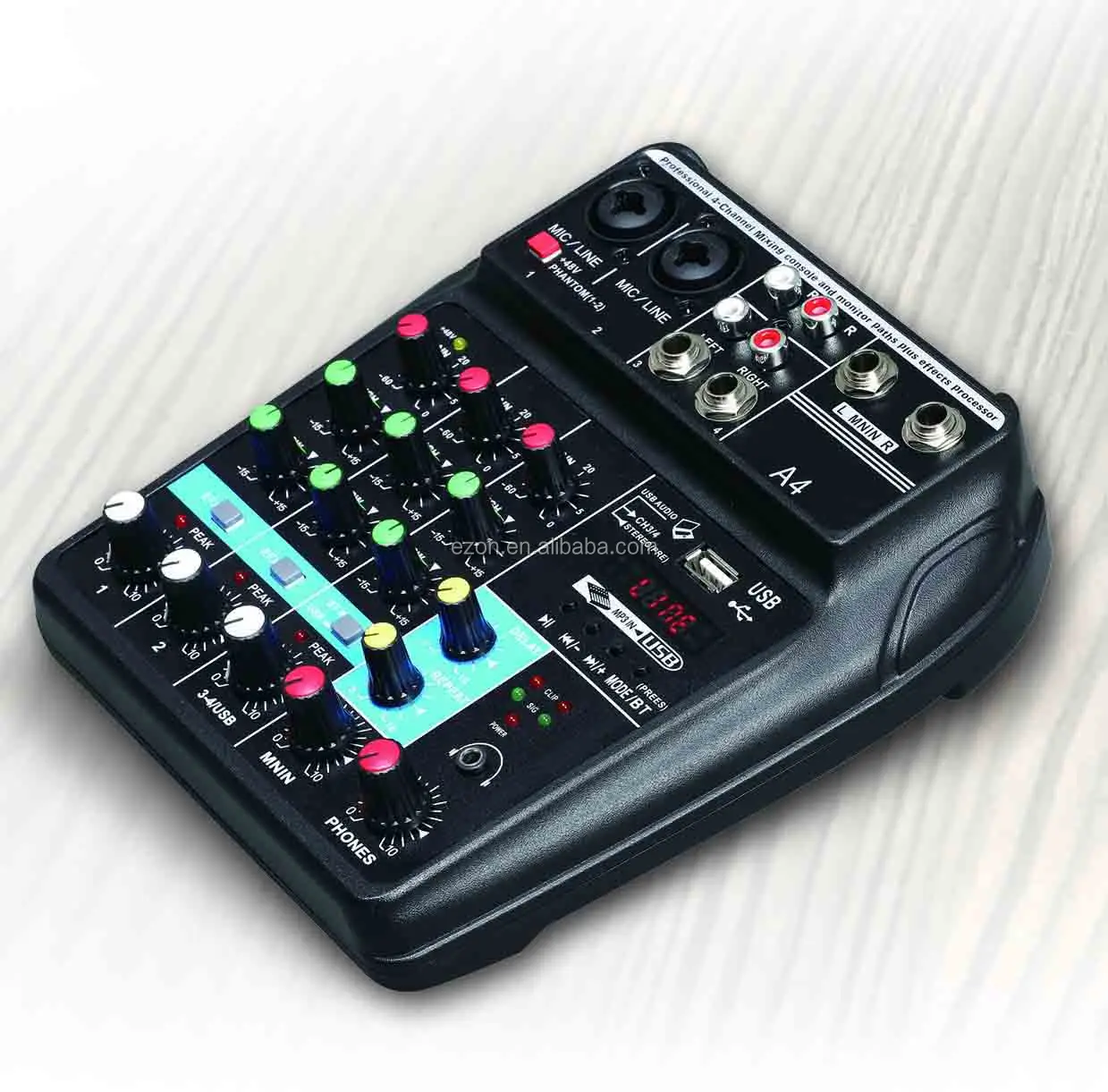 Mini 4 Channel Usb Digital Mixer With/48v Phantom Powered Mixer Console