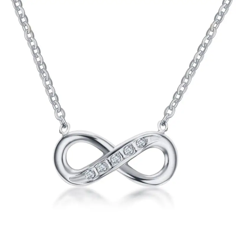 

RFJEWEL Wholesale hot selling infinity heart necklace with rhinestones silver stainless steel jewelry necklace for women