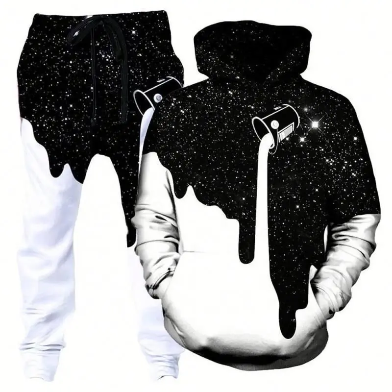 

Hot selling creative 3D digital printing Casual winter personalized spot two piece pants set winter mens sportswear, As picture or customized make