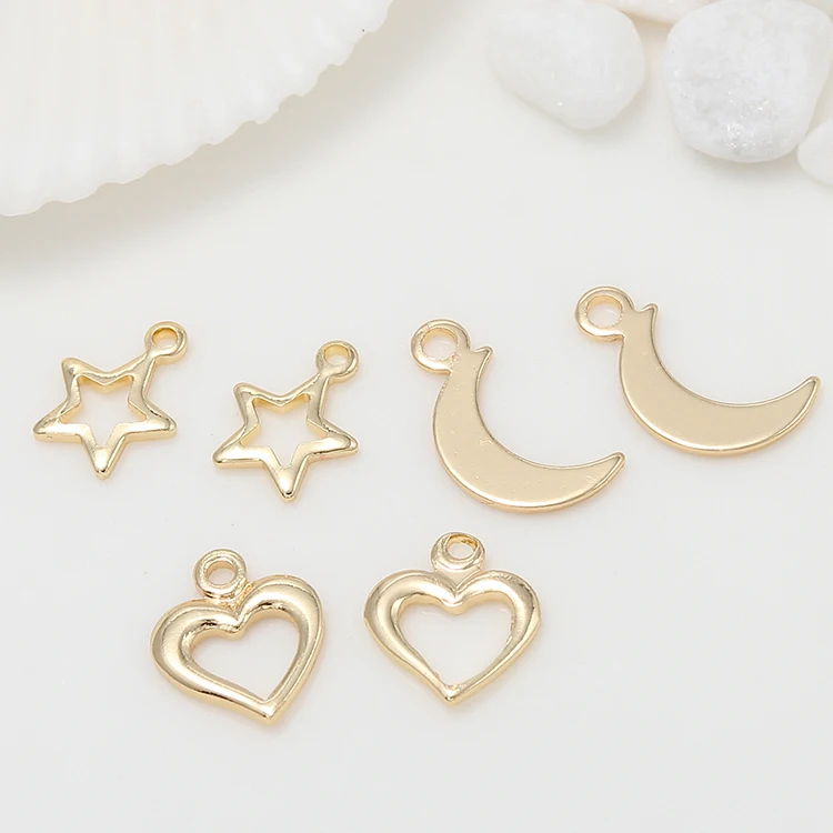 

Factory Wholesale Jewelry Accessories 14K Gold Plated Star Heart Moon Shape Charm