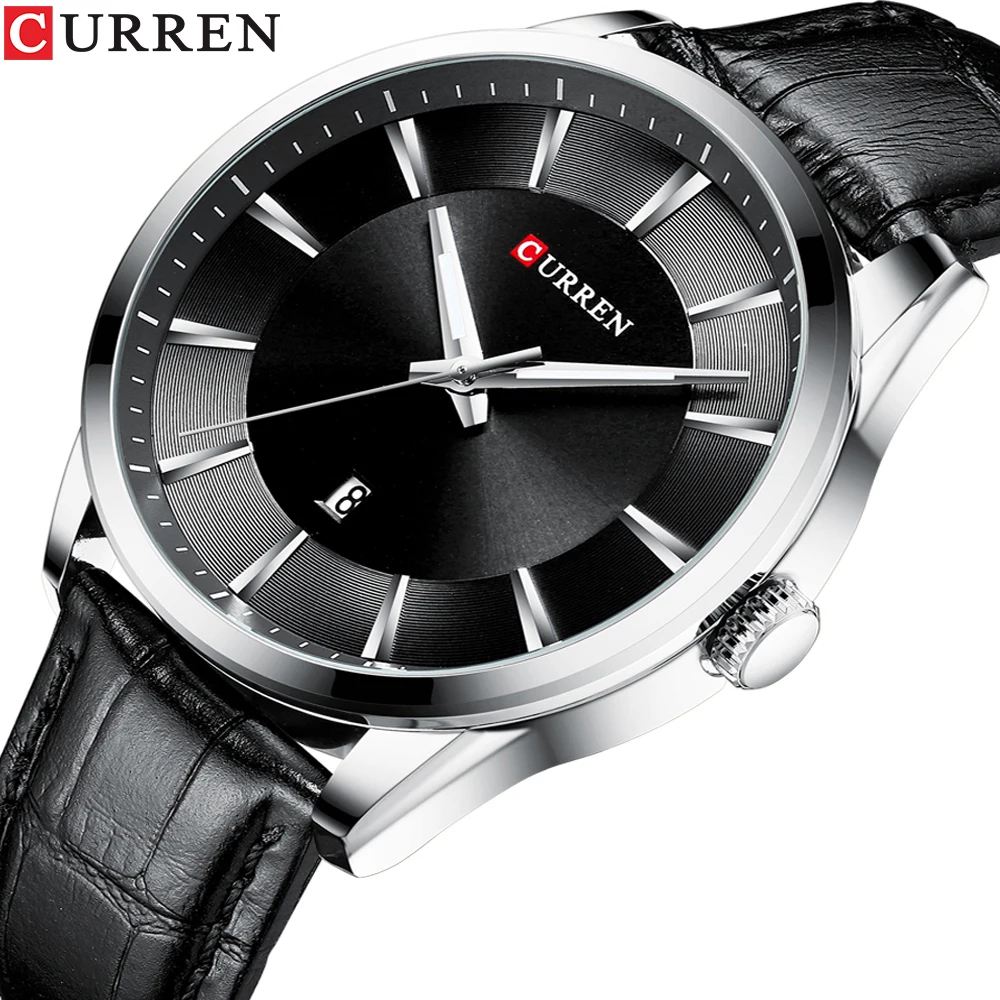 

Quartz Watches for Men Leather Strap Male Wristwatches Top Luxury Brand Business Men's Clock 45 mm Reloj Hombres