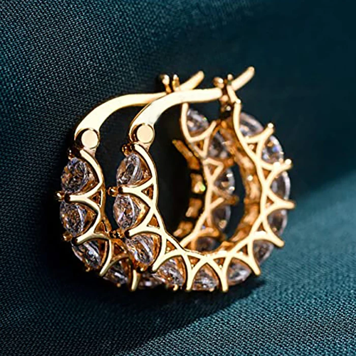 

CAOSHI Fashion New Circle Hoop Earrings Girl Many Diamonds Full Around Crystal Zircon Silver Gold Beautiful Earrings Women