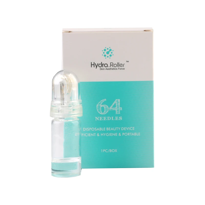 

DR009 New derma rolling system hydra 64 gold titanium derma roller with gel tube