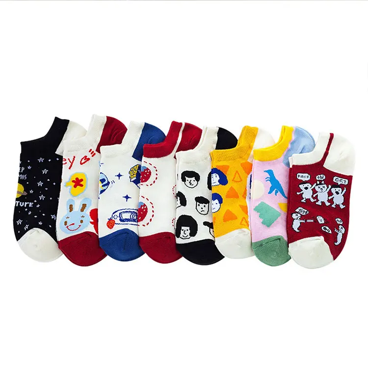 

Wholesale Hot Selling Summer Cartoon Ankle Crazy Fancy Women Socks, Multi color