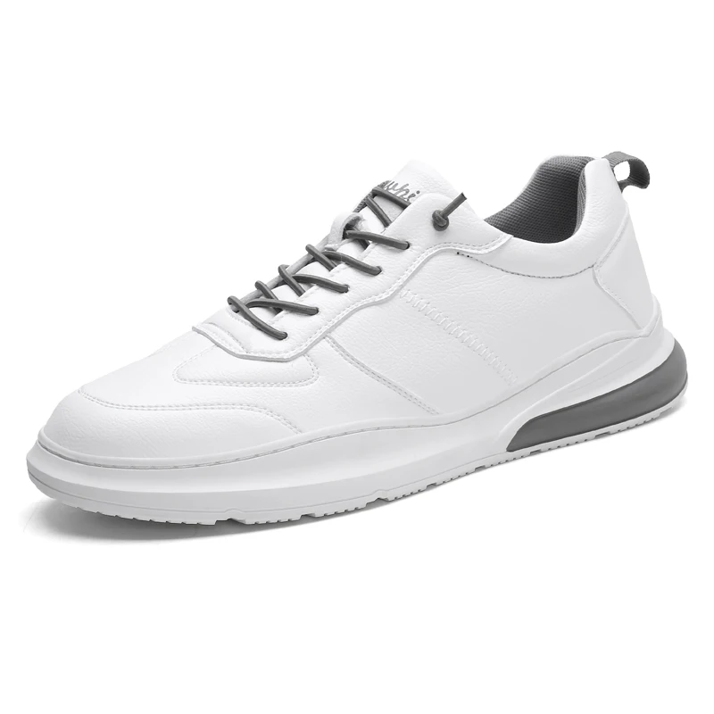 

Hot style leather new stylish men shoes white casual cricket sneaker