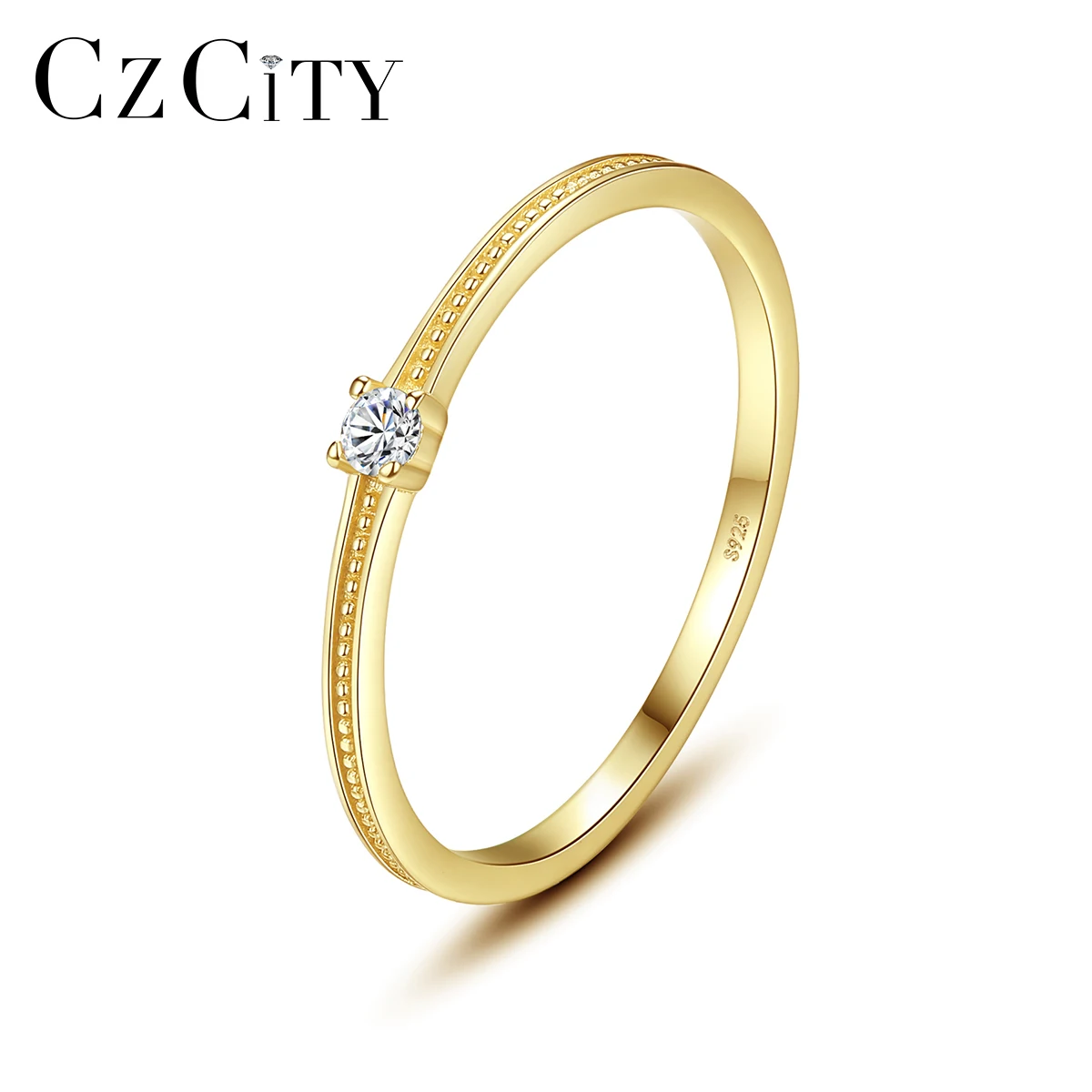 CZCITY 925 Ladies Ring 925 Silver 14K Gold Plated Women Designed Wholesale Rings Gold Plated