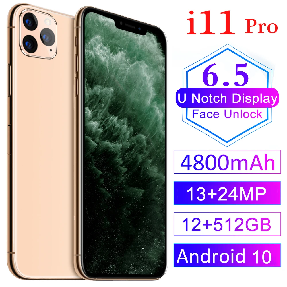 
High Quality ip11pro max 6.5-inch High-definition Face recognition Smartphone Four cameras Double open and double standby 