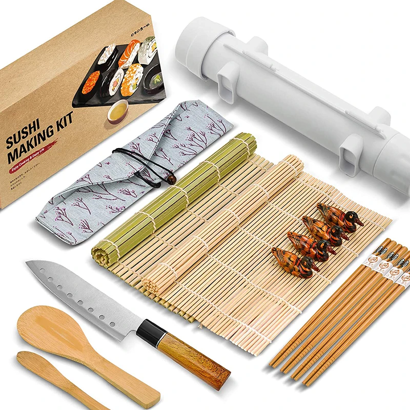 

Amazon Top Seller DIY, 11 pcs Seaweed Rice Roll Tool Bamboo Sushi Making Kit Maker For Beginners/