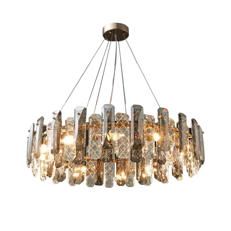 

Luxury LED Crystal Round Chandelier Lighting Lustre Hanging Lamps Suspension Luminaire Lampen For Foyer