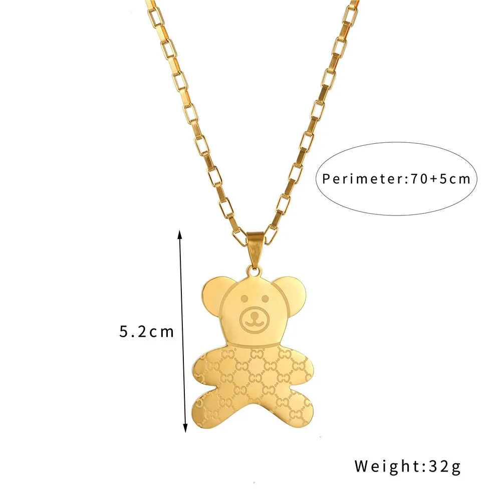 

Best Selling Cute Cartoon Bear Pendant Titanium Necklace For Women Trendy Teddy Bear Stainless Steel Jewelry Necklaces 2022