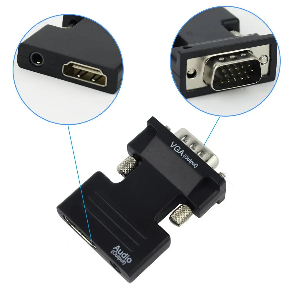 HDMI Female to VGA Male Converter+Audio Adapter 1080P HDMI to VGA Converter with Audio Output Cable - ANKUX.COM