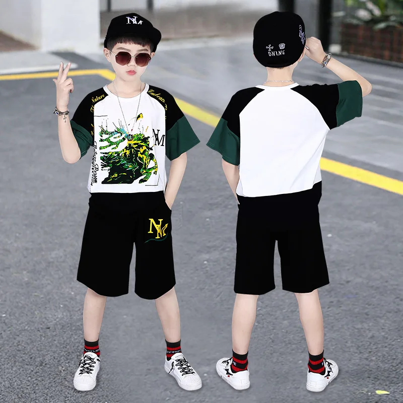 

Wholesale Summer boys T-shirt And Pants Two Piece Set New Baby Boys Clothes fashion kids outfit