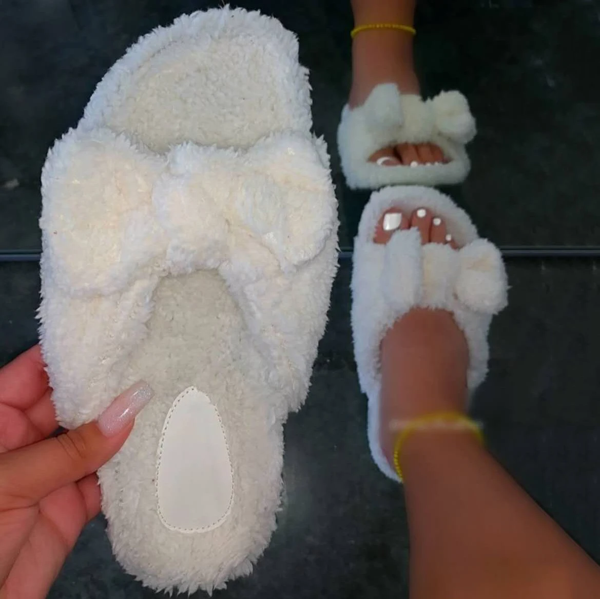 

2020 flat bottom plush slippers sandals shoes women slides furry slippers cotton sandals for women and ladies, Grey,pink,brown,white