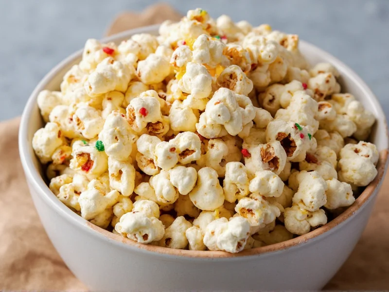 Homemade popcorn in bowl with assorted flavor toppings