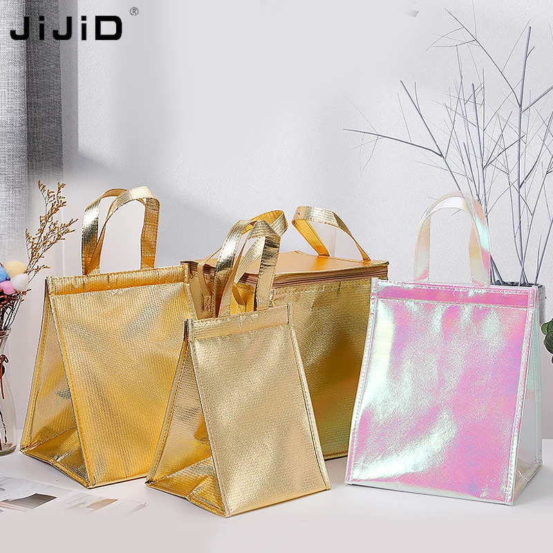 

JiJiD Holographic Laser Takeaway Food Delivery Bags Thermal Insulated Picnic Basket Ice Box Portable Insulation bag