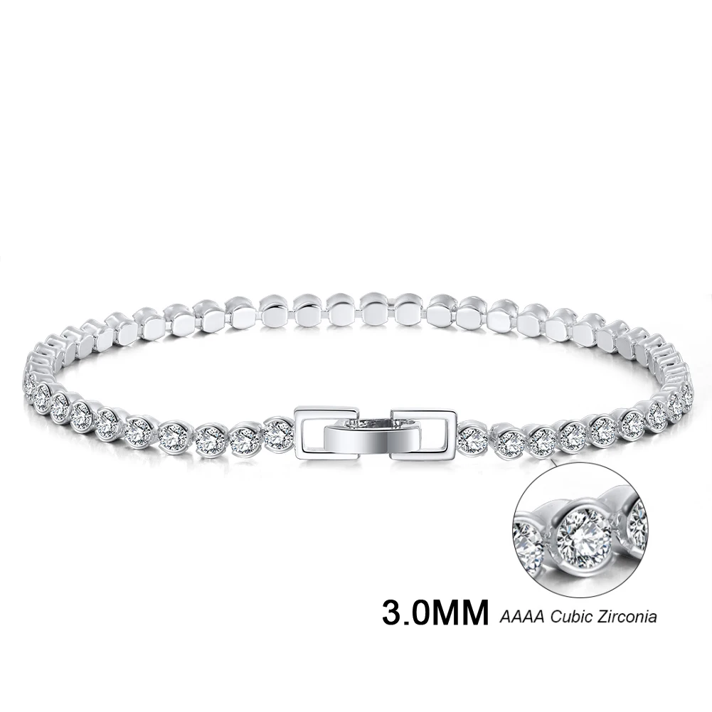 

RINNTIN SB116 Dainty and Minimalistic Jewelry Silver Bezel Setting Cubic Zirconia Classic Tennis Bracelet for Women