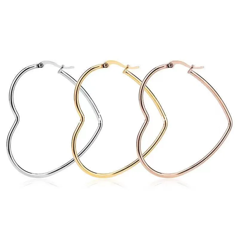 

Fashion heart geometric Earrings coil stainless steel men's and women's Earrings Jewelry Wholesale