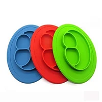 

Round silicone one-piece placemat and smiley face compartment plate for infant food supplement