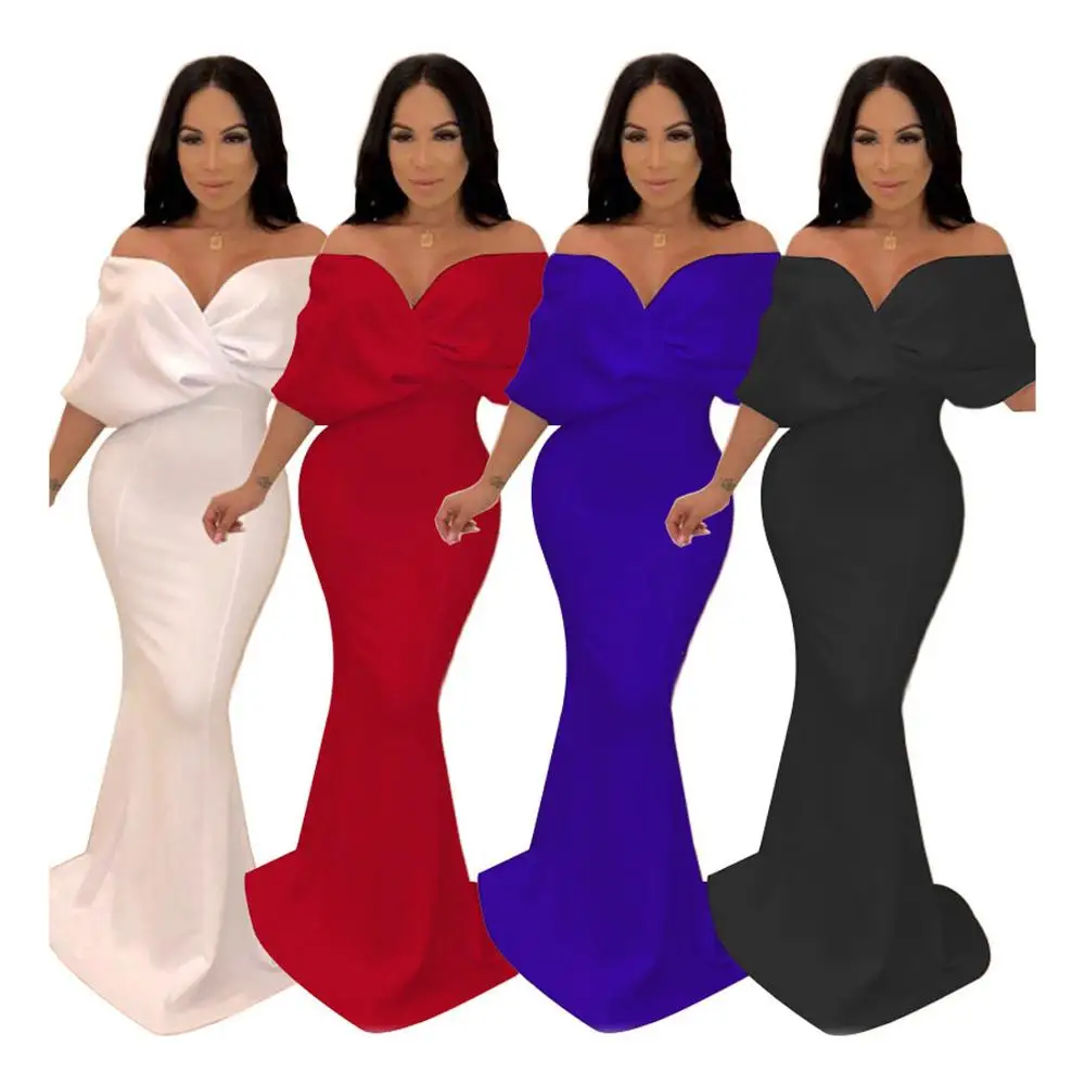 

Sexy Women Off The Shoulder Maxi Dinner Gown Bodycon Party Evening Fishtail Dress, As pictures showed