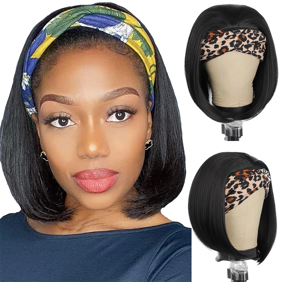 

Wholesale Headband Wig Human Hair For Black Women,Top salling Virgin Human Hair short bob Headband Wigs