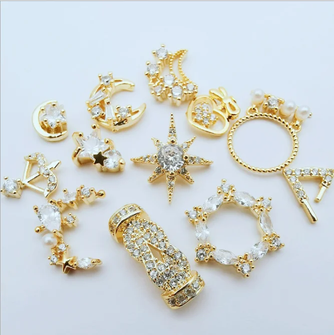 

Nail Art Jewelry Alloy Zircon Diamond Nail Art Charms, Gold